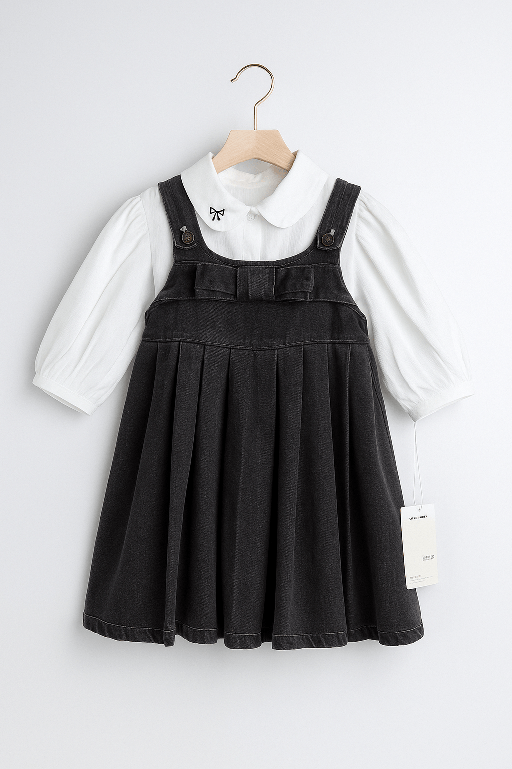 Classic Black Denim Pinafore Set – Bachpan store