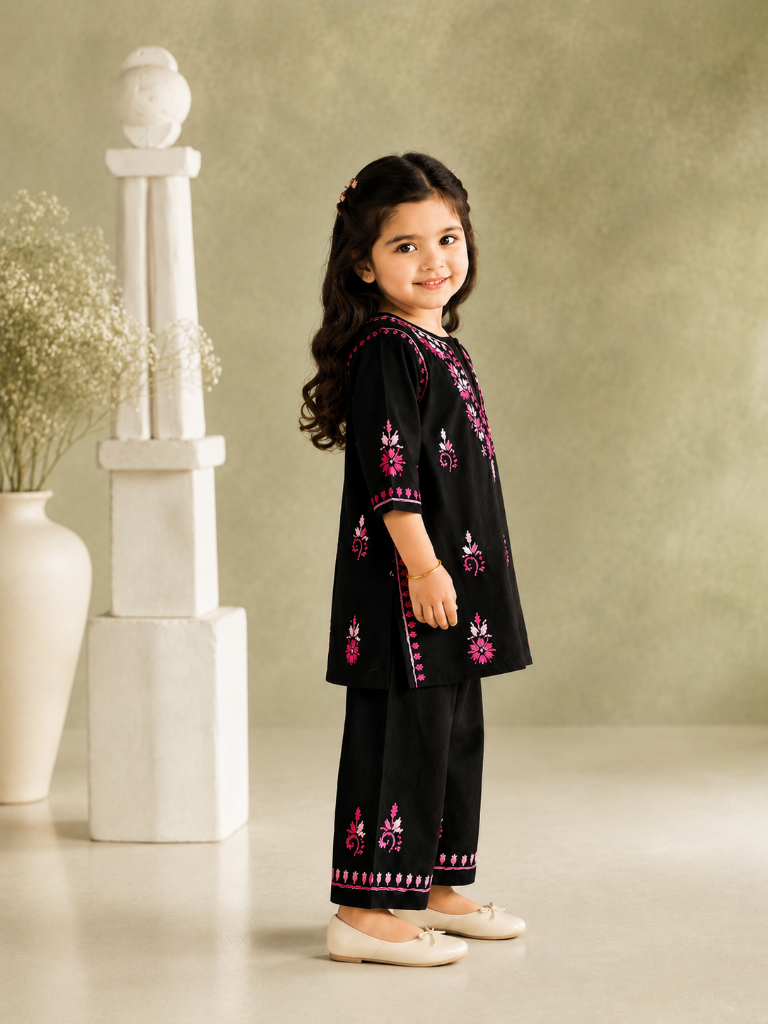Black Gulnaar Chikankari Co-ord Set